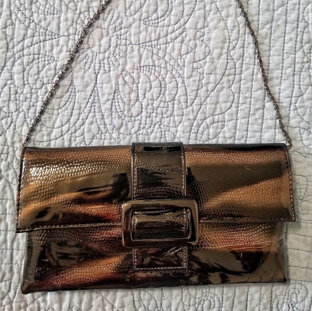 Jessica McClintock Black Print Evening Clutch